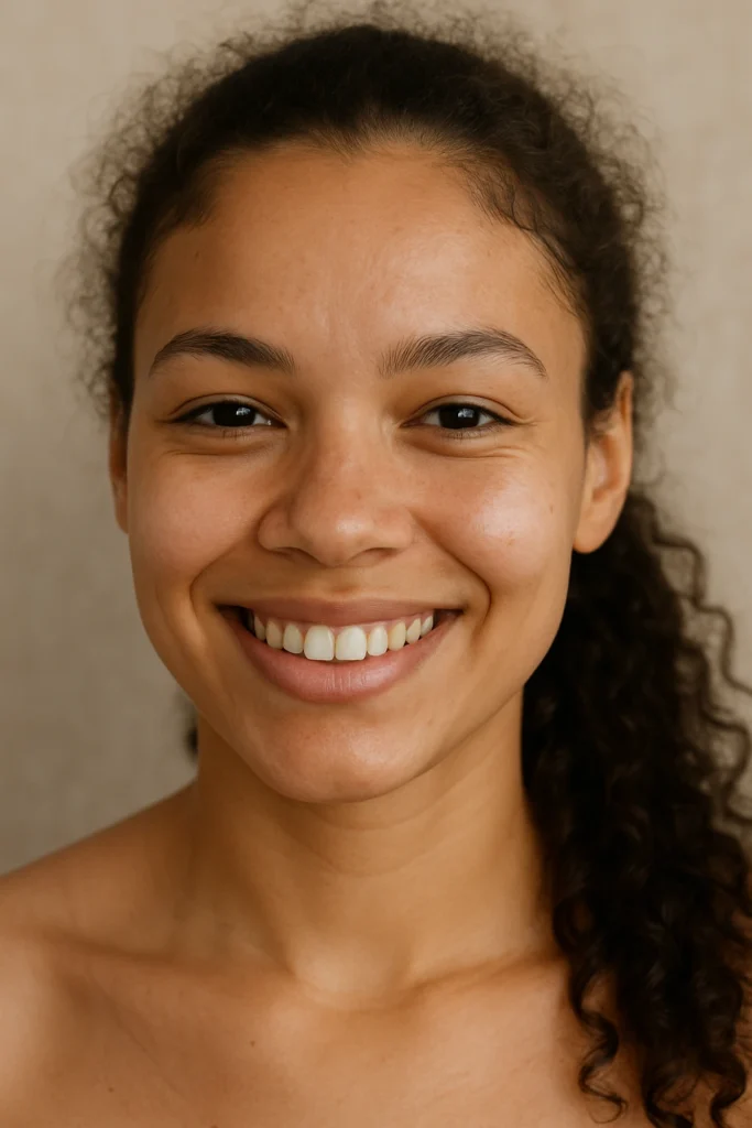 Confident smile showing natural beauty without products