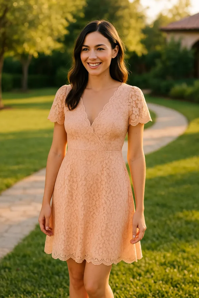 peach lace dress
