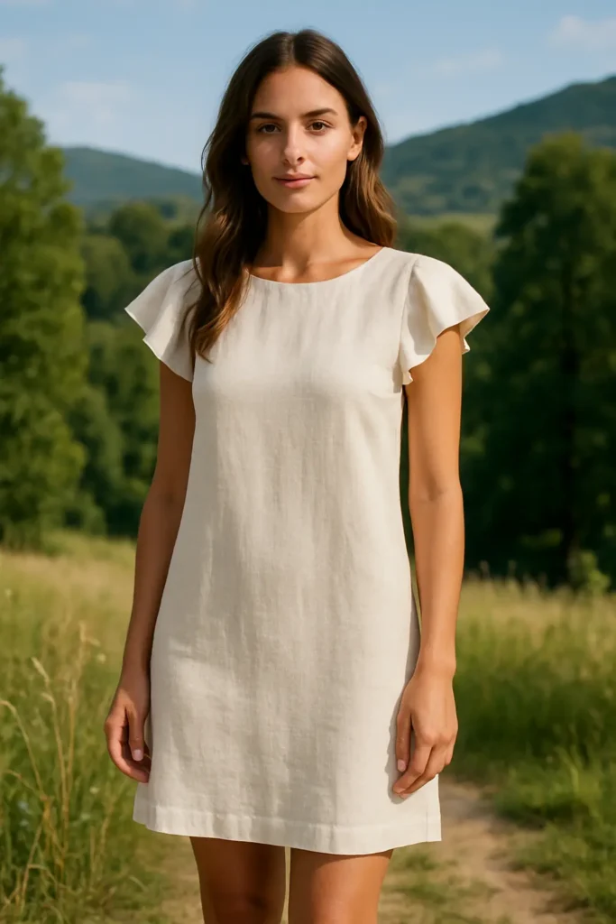 Cream linen shift dress