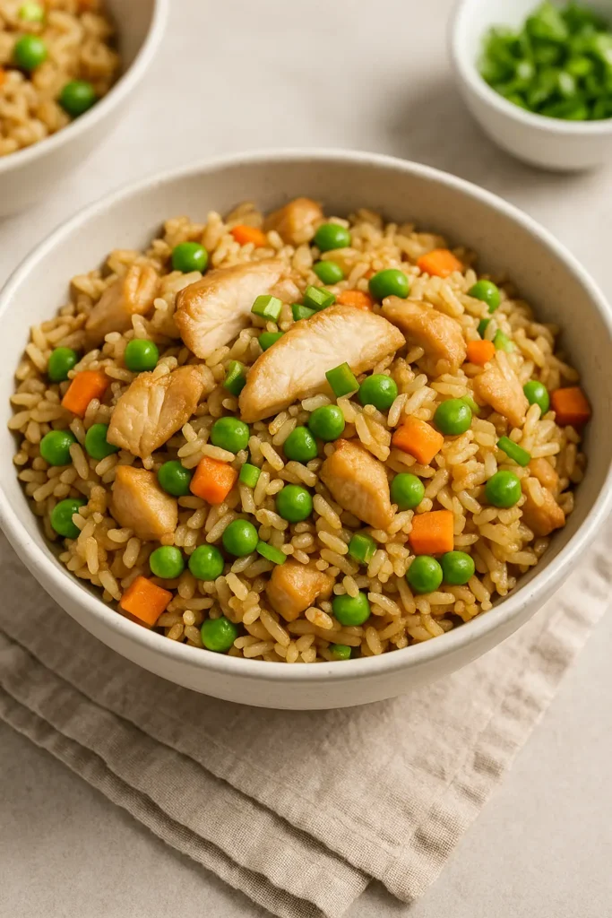 bowl of homemade Chinese chicken fried rice