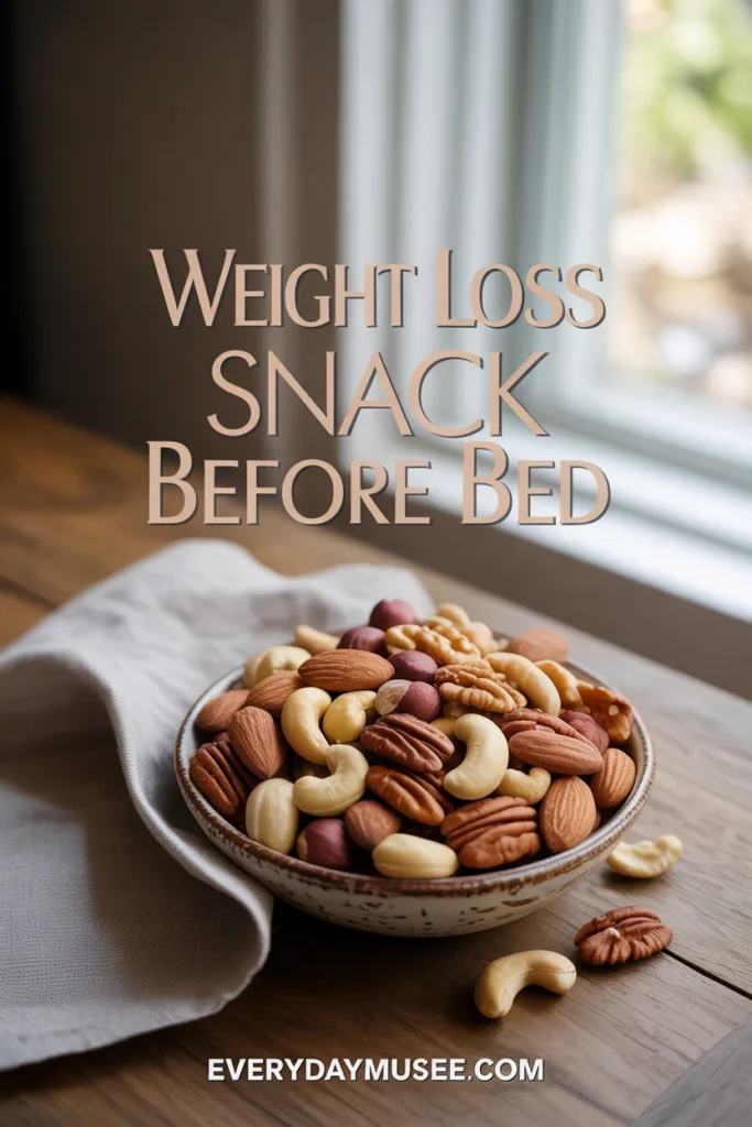 A small handful of mixed nuts in a bowl