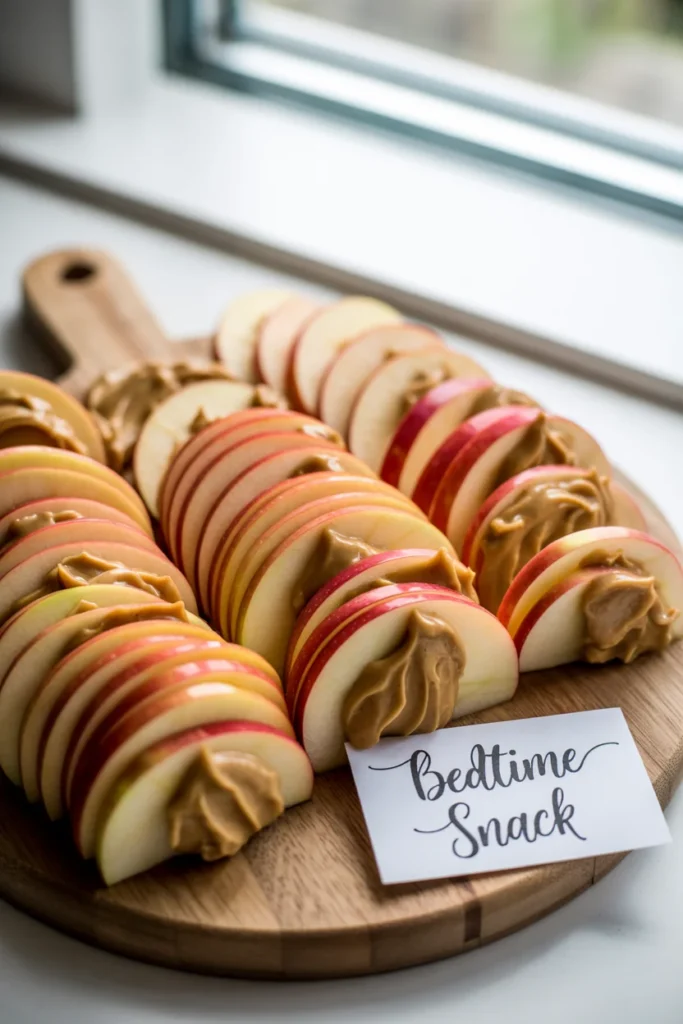 Apple slices with almond butter spread on top