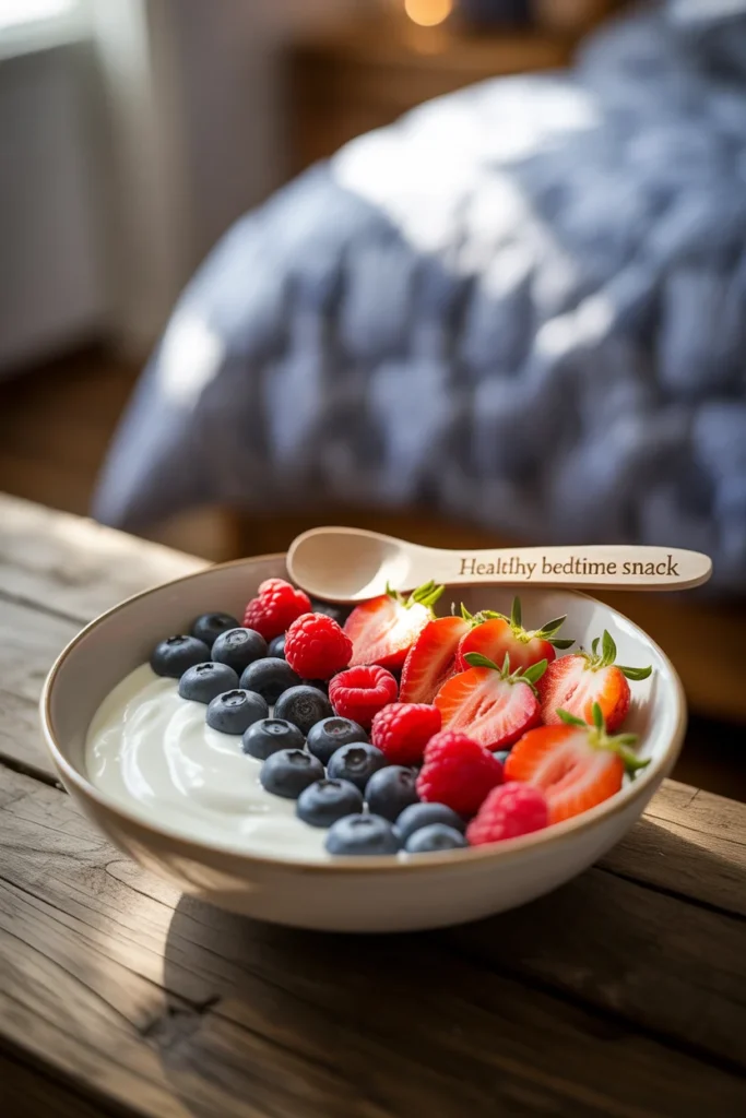 Bowl of Greek yogurt with berries 