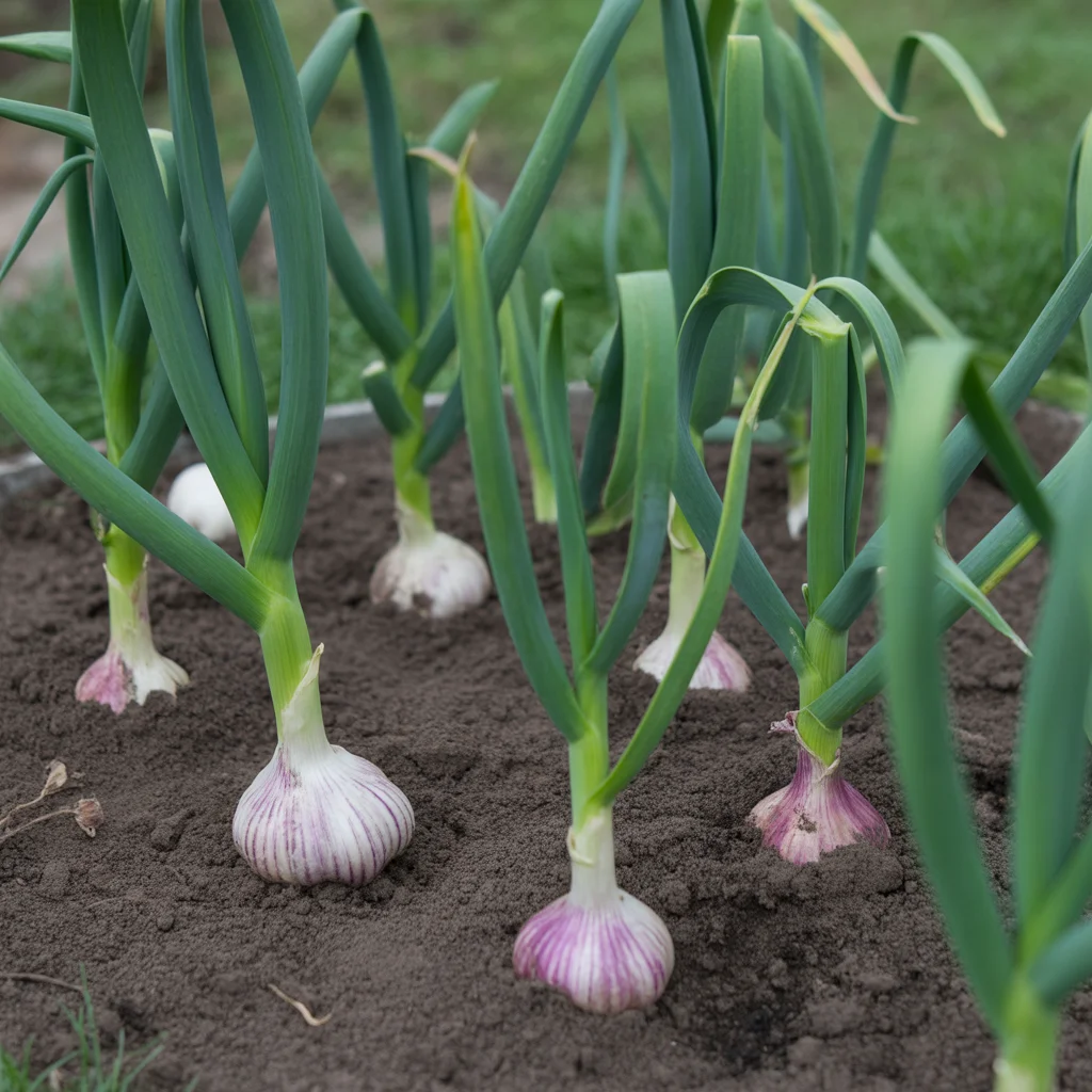 Garlic cloves planted in cold garden bed